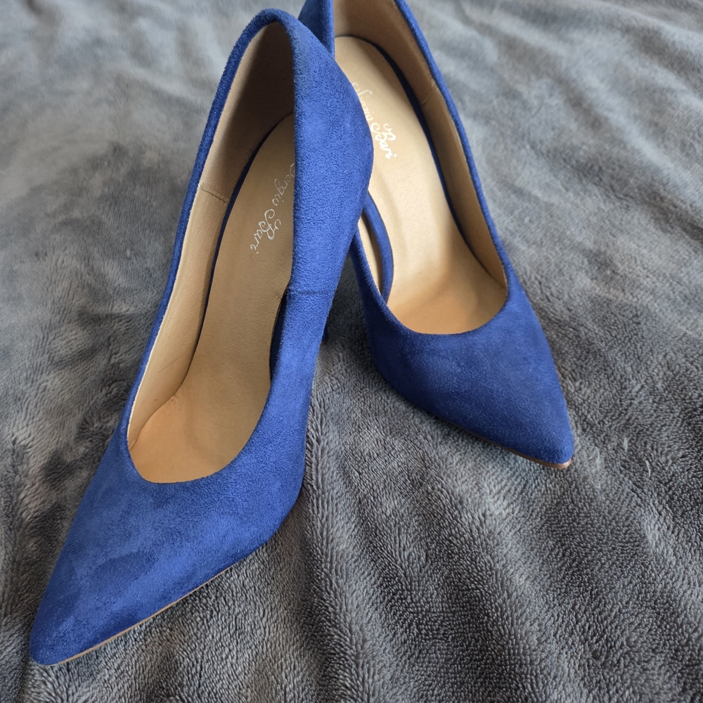 Sergio Bari Royal Blue Suede Heels - Picture 2 of 13